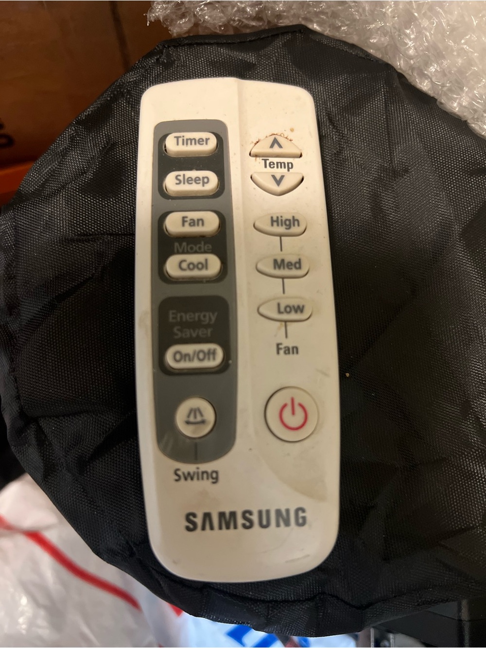 Samsung White Air Conditioner Remote with Gray Button Panel